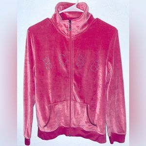 BCBG MaxAzria Hot Pink Rhinestone Zip-Up Jacket
